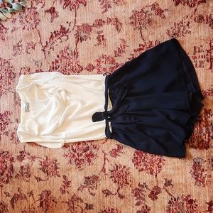 Neiman Marcus Navy/White Romper - Medium - Cowl Neck - Sleeveless